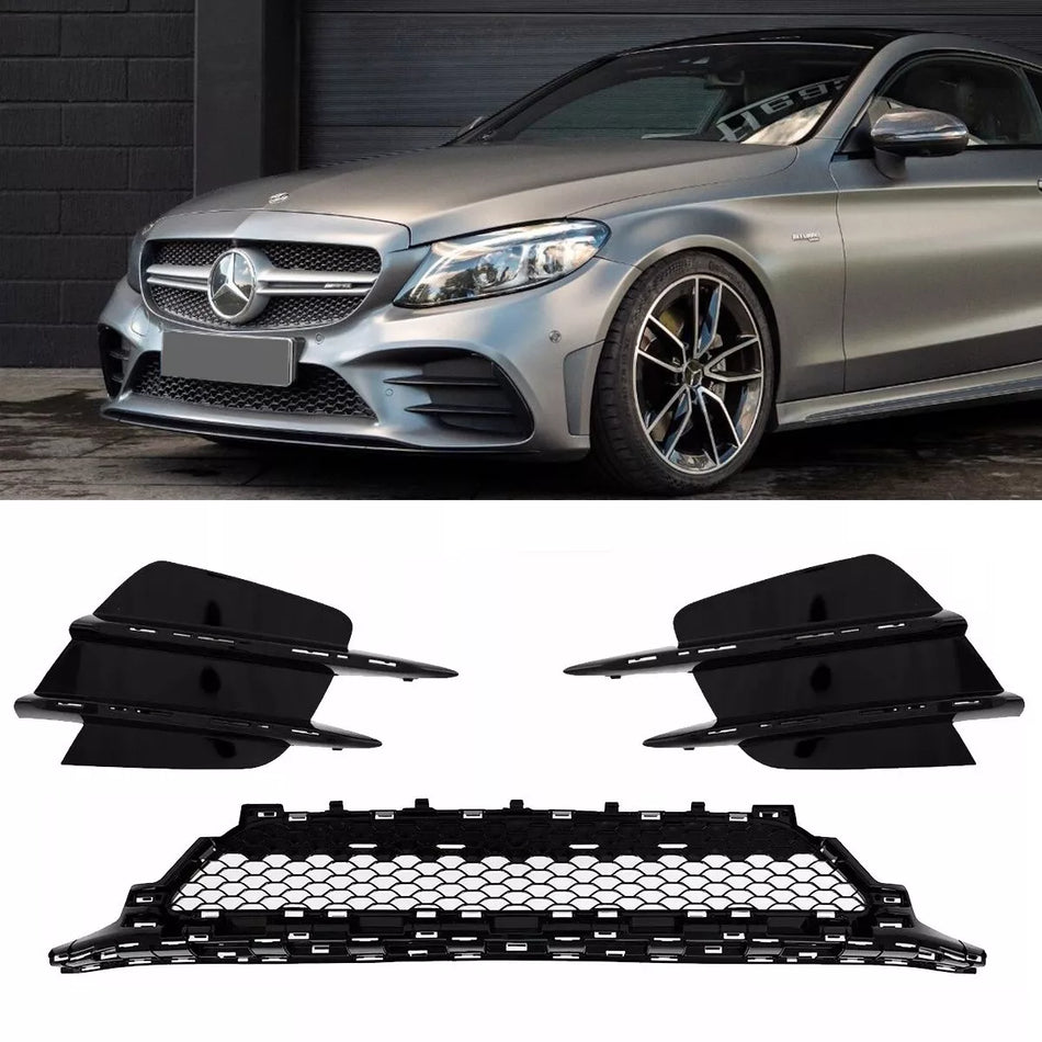 Set griglia paraurti Nero Lucido per Mercedes W205 mopf AMG Line + C43