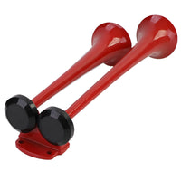 Clacson fanfara barca 2 suoni + 2 corna in metallo rosso + compressore 12 volt