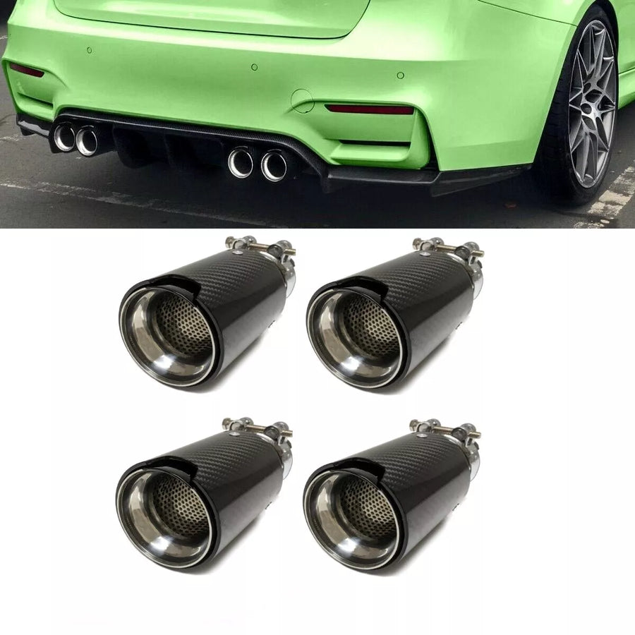 4 pannelli di scarico 90 mm terminali carbonio Lucido per modelli BMW