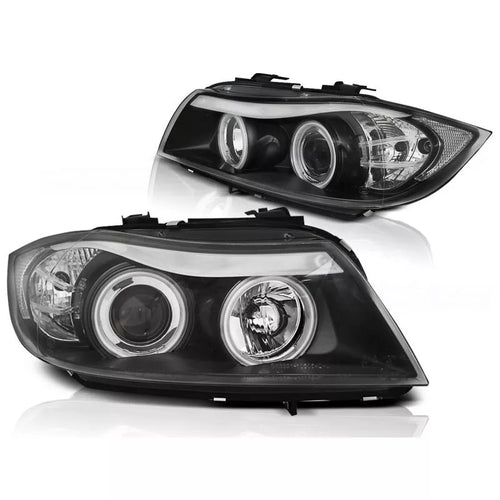 Fari CCFL Angel Eyes per BMW Serie 3 E90/E91 2005-2008 in Nero