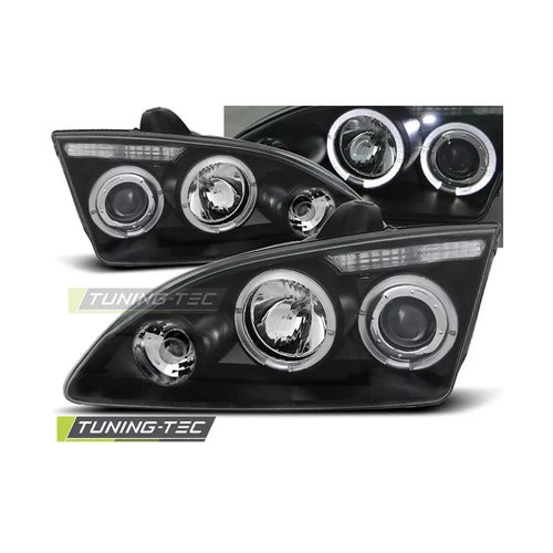 Fari Angel Eyes LED cromati per Ford Focus 2 2004 al 2008