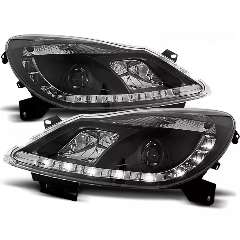 Fari Luce Diurna LED Nero per Opel Corsa D 06-11