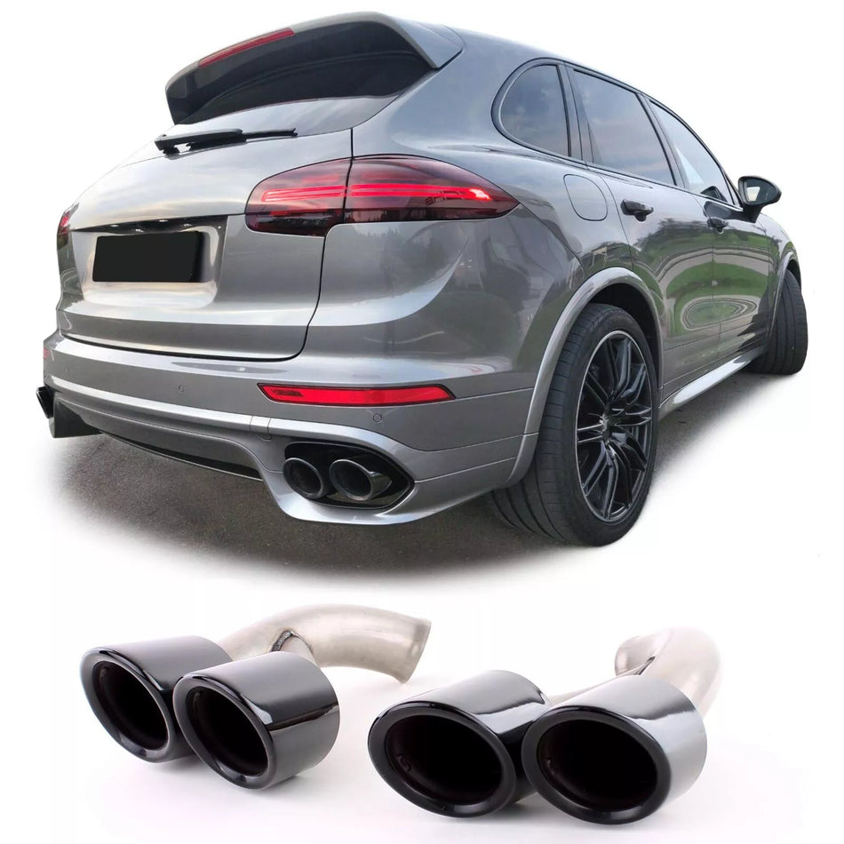 Doppio tubo terminali effetto GTS nero per Porsche Cayenne 92A Facelift 14-17