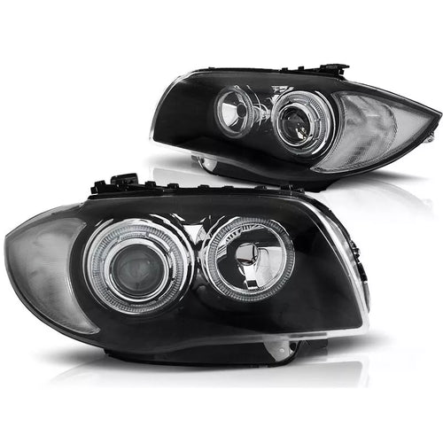 Fari LED Angel Eyes per BMW 1 E81/E82/E87/E88 2004-2011 Nero