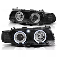 Fari allo xeno CCFL Angel Eyes Nero per BMW Serie 7 E38 1998-2001