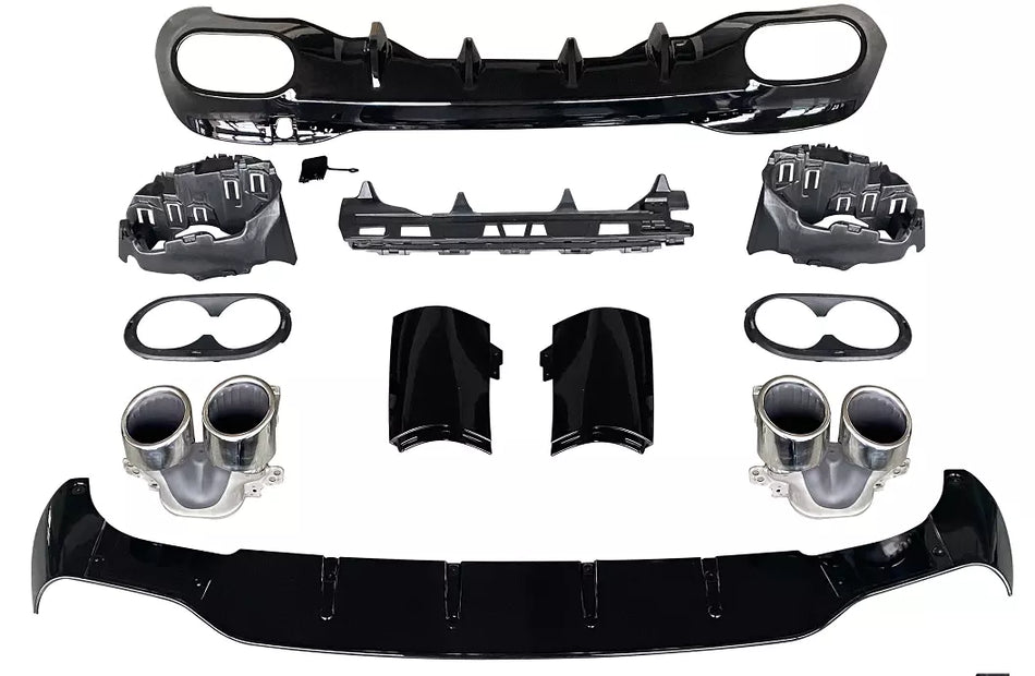 Diffusore + Terminali di Scarico 2x2 CROMO per MERCEDES W118 C118 CLASSE CLA