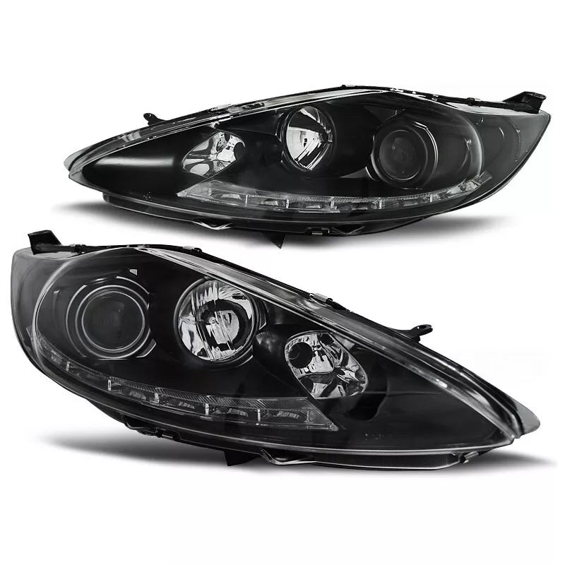 Fari Luce Diurna LED Nero per Ford Fiesta MK7 08-12