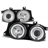 Fari Angel Eyes LED cromati per BMW Serie 5 E34/7 Serie E32 1986 al 1995