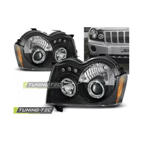 Fari Angel Eyes LED Nero per Jeep Grand Cherokee 2005-2008