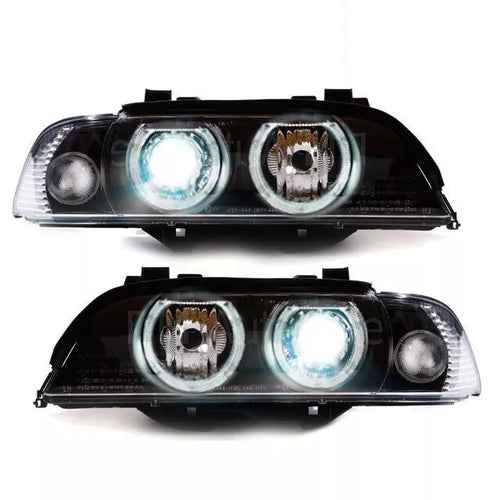 Set fari allo xeno Angel Eyes Nero D2S frecce bianche per BMW Serie 5 E39