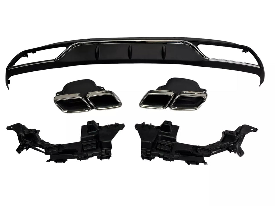 Diffusore + Terminali di Scarico 2x2 CROMO per MERCEDES W205 di Serie