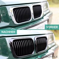 Griglia set Nero Lucido barra singola per BMW Serie 3 E36 lifting 1996