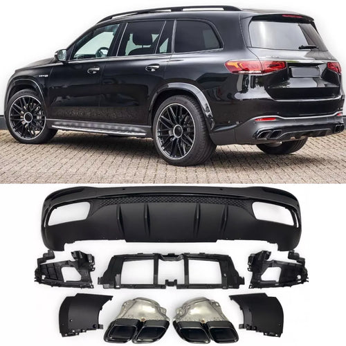 Diffusore + Terminali di Scarico 2X2 (NERO) per MERCEDES X167 GLS