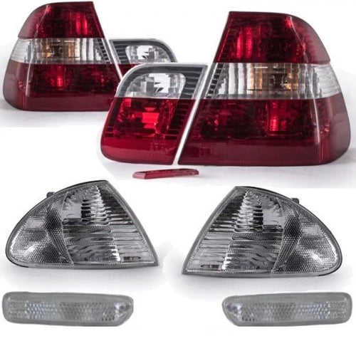 Set Rosso Bianco Luci Posteriori + Frecce Anteriori + Laterali per BMW 98-01