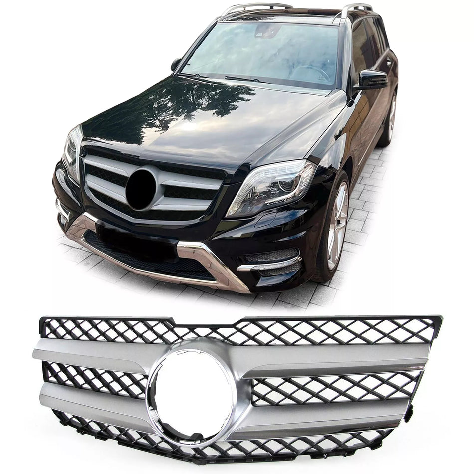 Griglia radiatore Sport nera argento adatta per Mercedes GLK X204 Facelift 12-15