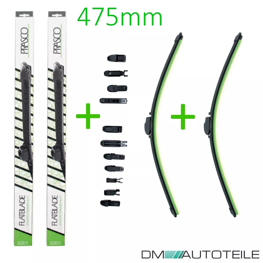 2x Spazzole Tergicristallo Flat Blade Silence Lunghezza 475mm per Modelli BMW