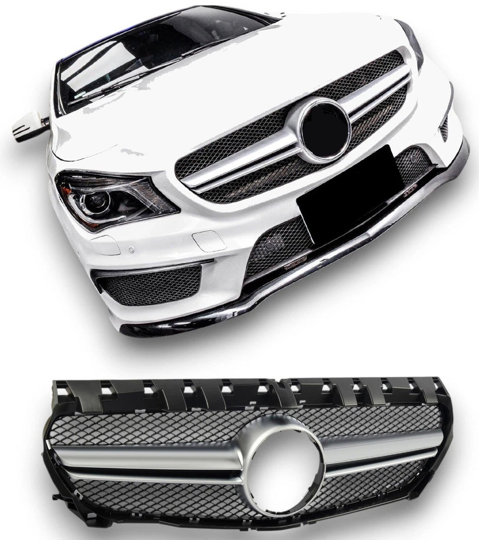 Griglia sportiva radiatore per Mercedes W117 C117 Classe CLA Argento