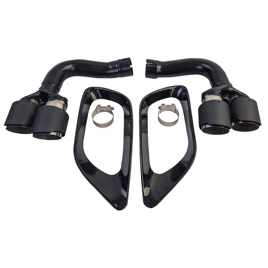 terminali doppio tubo carbonio adatti, per BMW X6 E71 08-14 Diesel 30d 40d