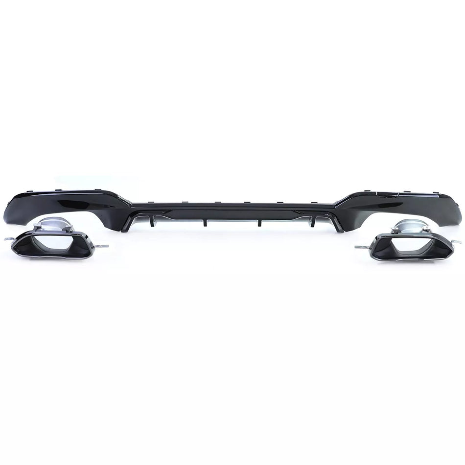 Diffusore posteriore lucido + terminali 340 look per BMW Serie 3 G20 G21 320 330