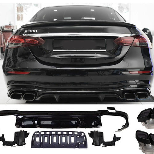 Diffusore + Terminali di Scarico (NERO) per MERCEDES E-KL. W213 MOPF