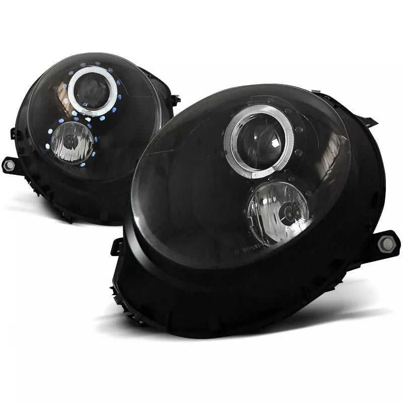 Fari Angel Eyes LED Nero per Mini Cooper 2006 al 2014