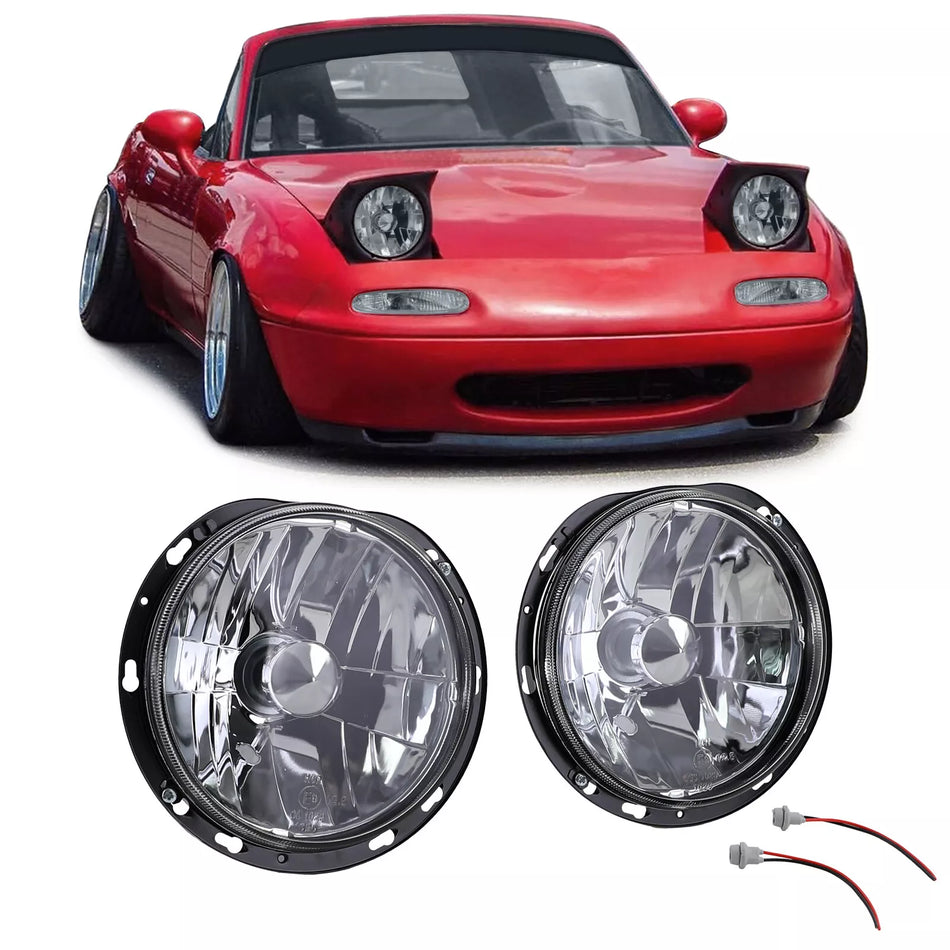 Faro proiettore in vetro trasparente cromato per Mazda MX5 NA 90-98