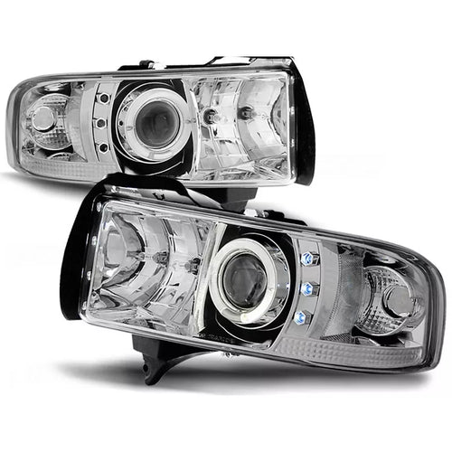 Fari Angel Eyes LED cromati per Dodge RAM 1994 al 2001