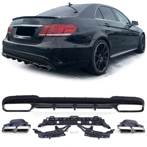 Diffusore Posteriore + Terminali Cromati per MERCEDES CLASSE E W212 13-16 + AMG