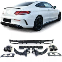 Kit Diffusore Posteriore + Terminali Tondi Nero per Mercedes C205 Coupè dal 18