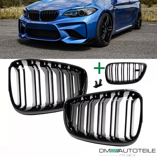 Set Griglia doppia barra Nero per BMW Serie 2 F22 F23 anche M235 240 M2