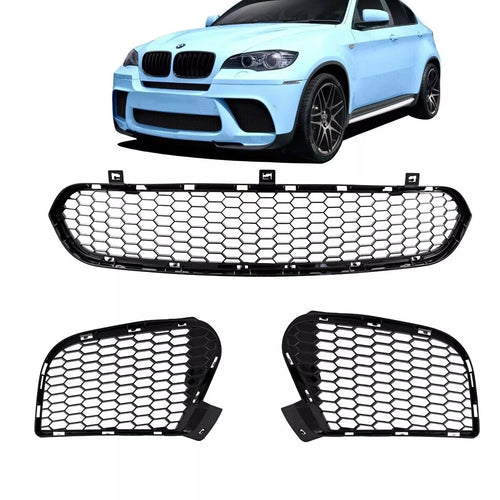 Set griglia paraurti griglia lucida nera per BMW E70 X5 M E71 X6 M