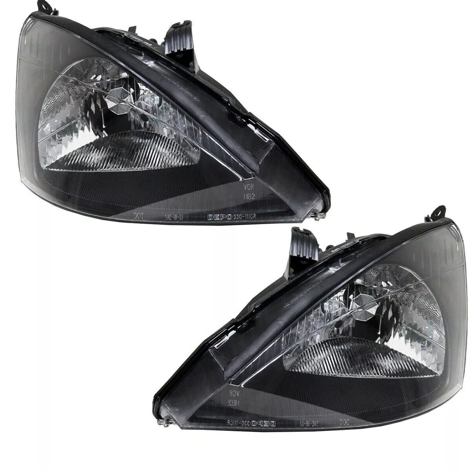 Set Fari H4 Vetro Nero per Ford Focus I anno 98-01