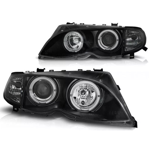 Fari Angel Eyes LED Nero per BMW Serie 3 E46 01-05