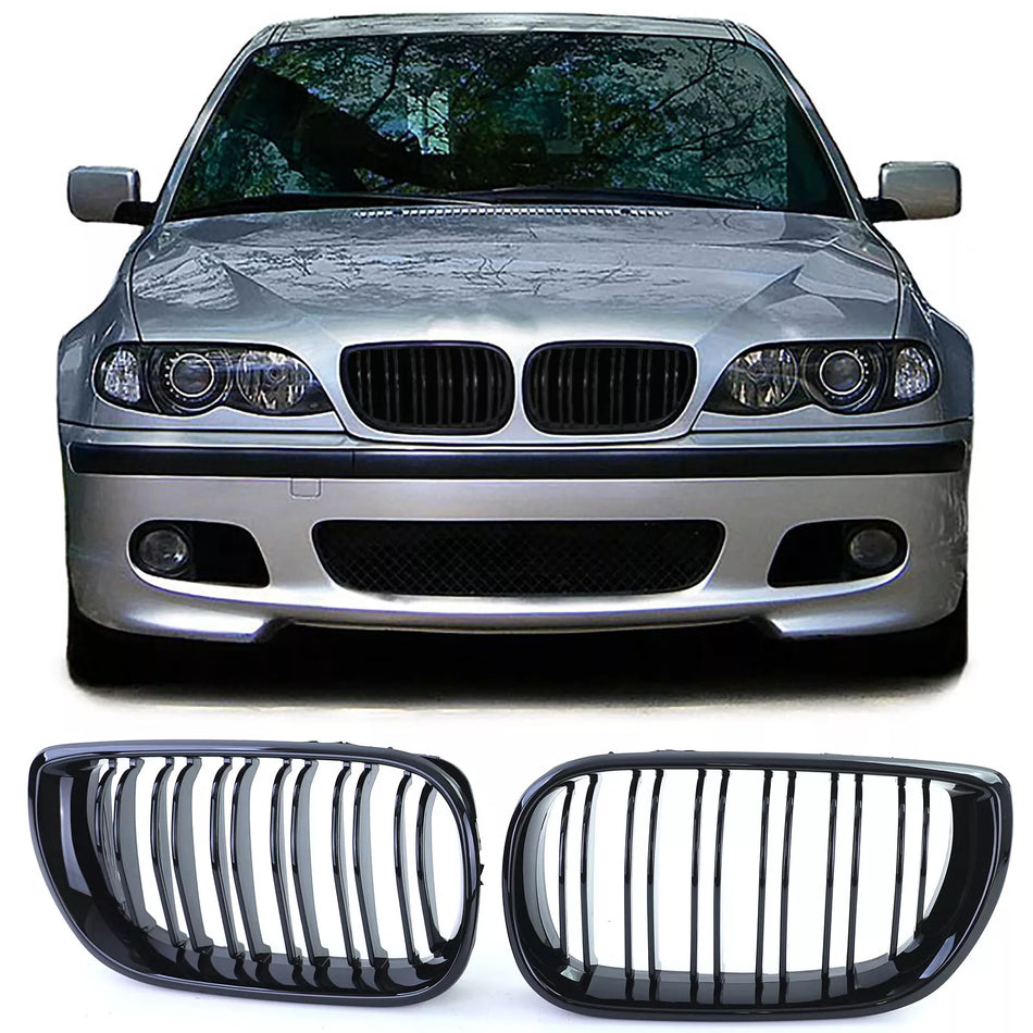 Griglia Sport doppia barra prestazioni lucida adatta per BMW Serie 3 E46 01-05
