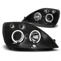 Fari Angel Eyes LED Nero per Ford Fiesta MK6 2002 al 2005