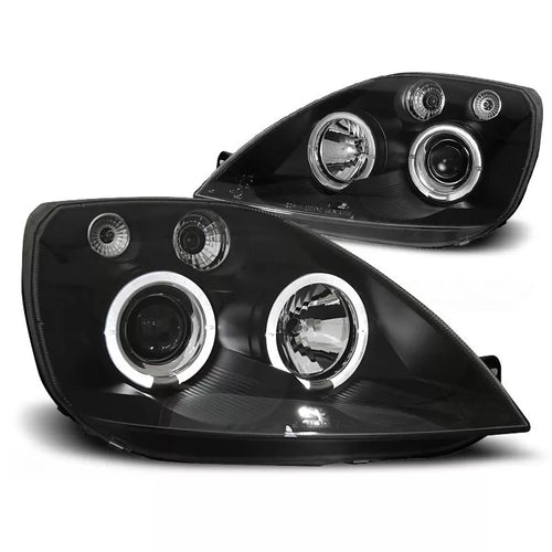 Fari Angel Eyes LED Nero per Ford Fiesta MK6 2002 al 2005