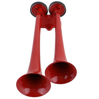 Clacson fanfara barca 2 suoni + 2 corna in metallo rosso + compressore 12 volt
