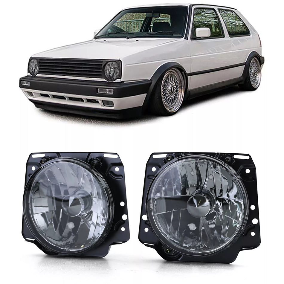 Fari vetro trasparente nero smoke per VW Golf 2 83-91