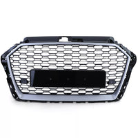 Griglia Sport a nido d'ape nera lucida argento per Audi A3 8V 16-20 senza ACC
