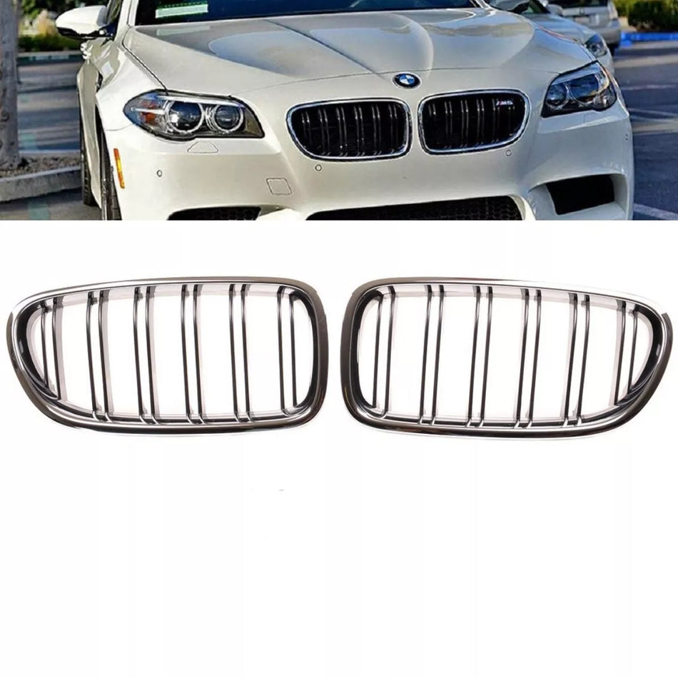 SET Griglia nera cromata doppia barra per BMW F10 F11 anche M M5