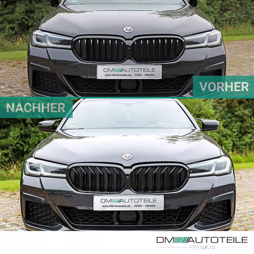 Griglia Sportiva doppia barra nera per BMW G30 G31 LCI con fotocamera frontale