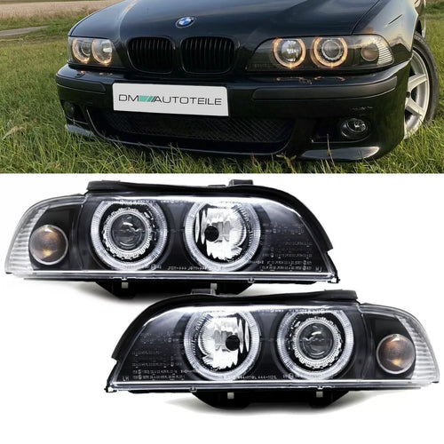 Fari Xenon Angel Eyes neri per BMW E39 00-03 lifting + 2xmotore
