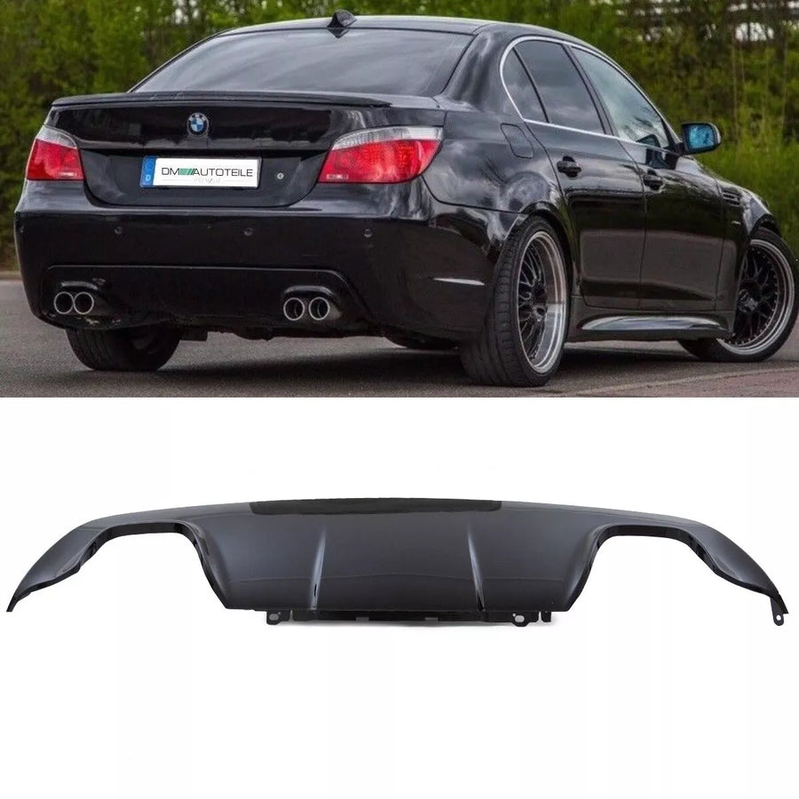 Diffusore posteriore per BMW E60 E61 M M Sport5 4 tubi 03-10 Nero Lucido