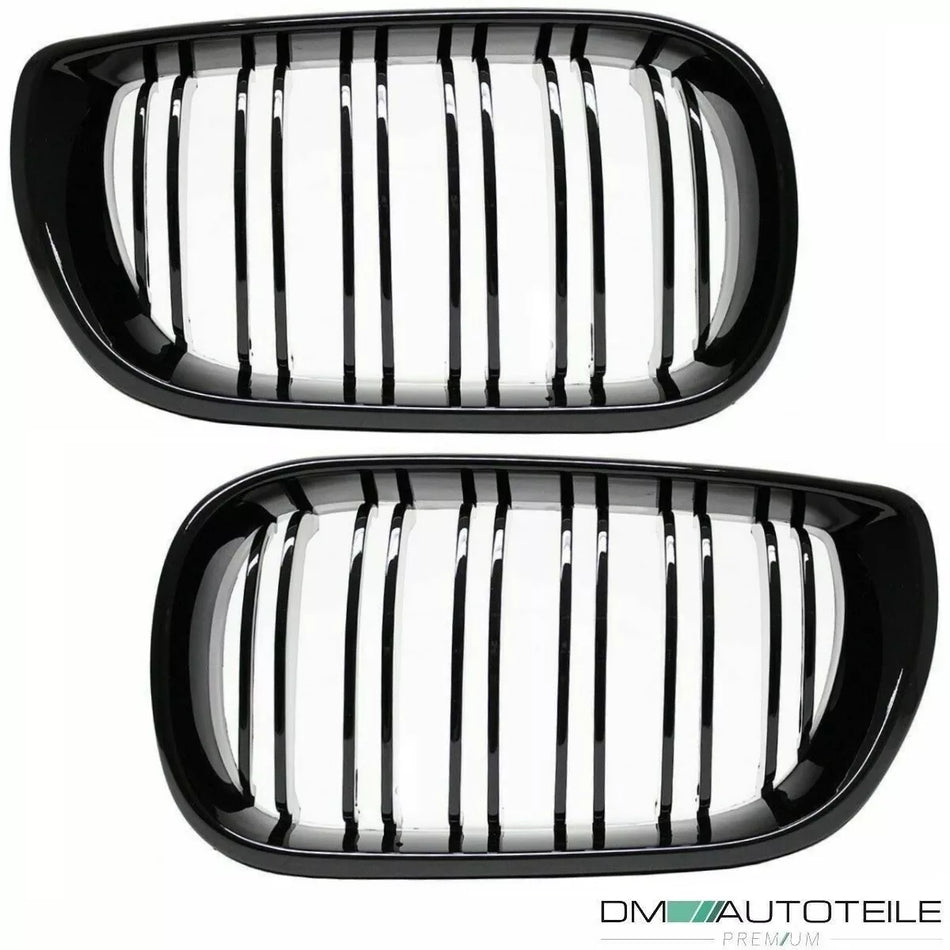 Griglia per BMW Serie 3 E46 Touring 01-05 FACELIFT Nero Lucido doppia barra