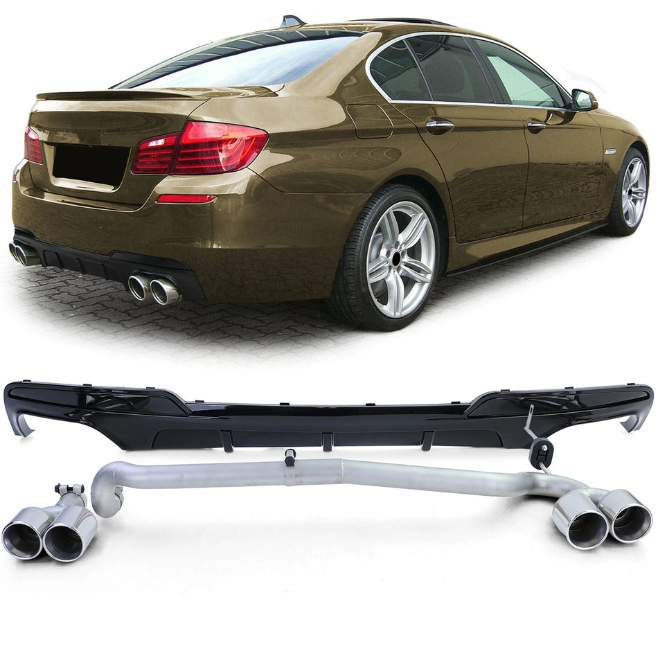 Diffusore posteriore lucido terminale duplex, per BMW F10 F11 520 525 528 530