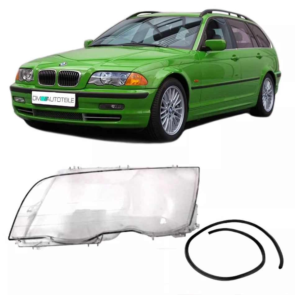 VETRO FARO SINISTRO per BMW Serie 3 E46 Touring 98-01+GUARNIZIONE