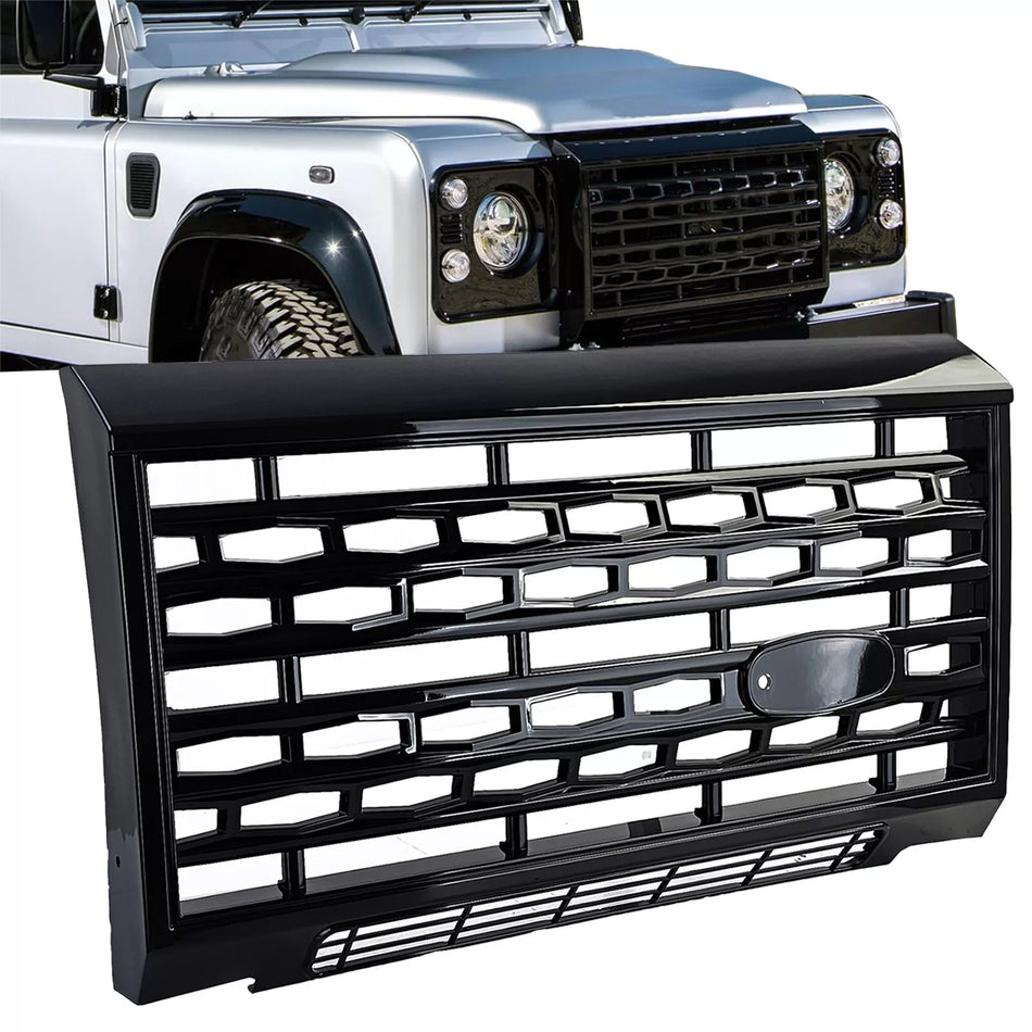 Griglia radiatore nera lucida adatta per Land Rover Defender LD 90 110 2007-2015