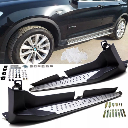 SET PEDANE IN ALLUMINIO INGRESSO + MATERIALE DI MONTAGGIO PER BMW X3 F25 10-17