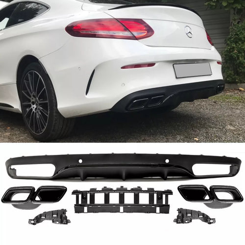 Diffusore posteriore Nero Lucido per Mercedes Classe C C205 A205 AMG Sport