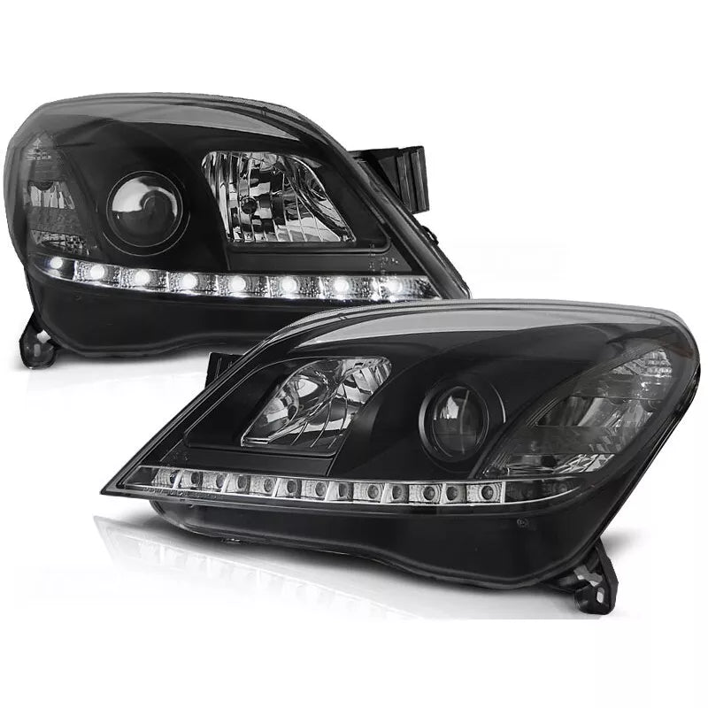 Fari Luce Diurna LED Neri per Opel Astra H 2004 al 2009